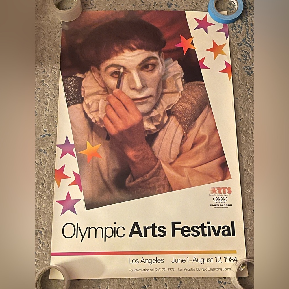 1984 Olympics Poster 34 X 22 In Olympic Arts Festival Los Angeles Mime Clown